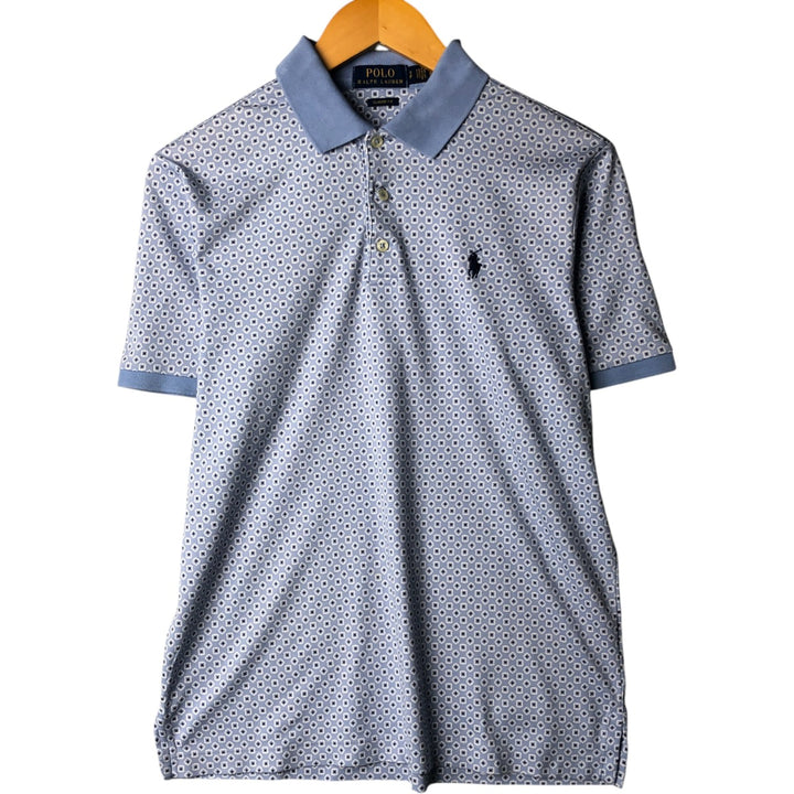 Ralph Lauren POLO RALPH LAUREN CLASSIC FIT all-over print short-sleeved polo shirt, men's size S cotton Blue type light blue Vintage Second Hand