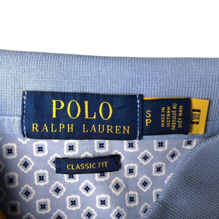 Ralph Lauren POLO RALPH LAUREN CLASSIC FIT all-over print short-sleeved polo shirt, men's size S cotton Blue type light blue Vintage Second Hand