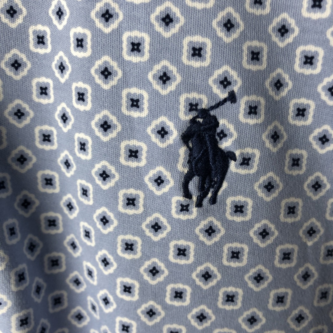 Ralph Lauren POLO RALPH LAUREN CLASSIC FIT all-over print short-sleeved polo shirt, men's size S cotton Blue type light blue Vintage Second Hand