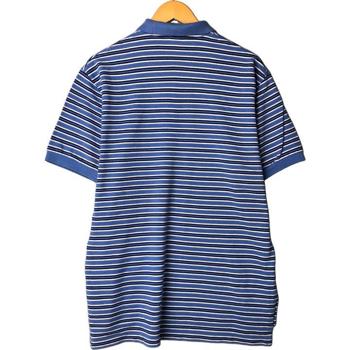 Ralph Lauren POLO by Ralph Lauren Multi-border short sleeve striped polo shirt Men's size L cotton Blue type light blue Vintage Second Hand