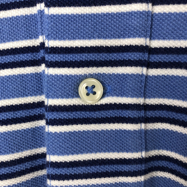 Ralph Lauren POLO by Ralph Lauren Multi-border short sleeve striped polo shirt Men's size L cotton Blue type light blue Vintage Second Hand