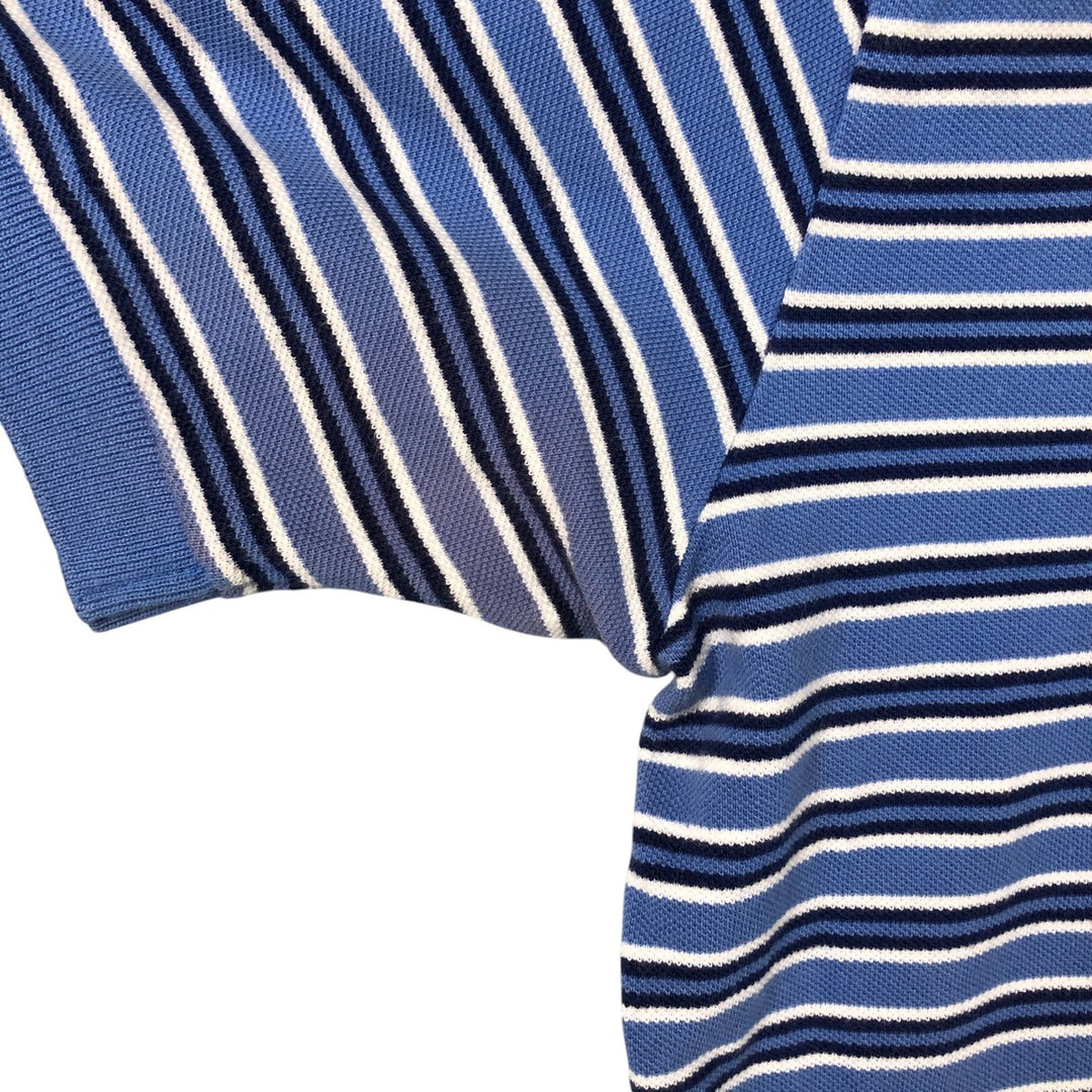 Ralph Lauren POLO by Ralph Lauren Multi-border short sleeve striped polo shirt Men's size L cotton Blue type light blue Vintage Second Hand