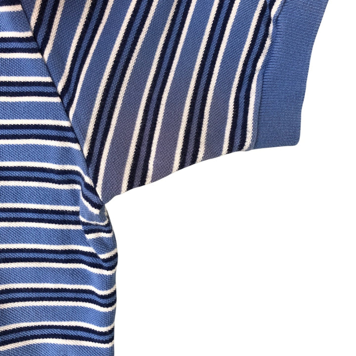 Ralph Lauren POLO by Ralph Lauren Multi-border short sleeve striped polo shirt Men's size L cotton Blue type light blue Vintage Second Hand