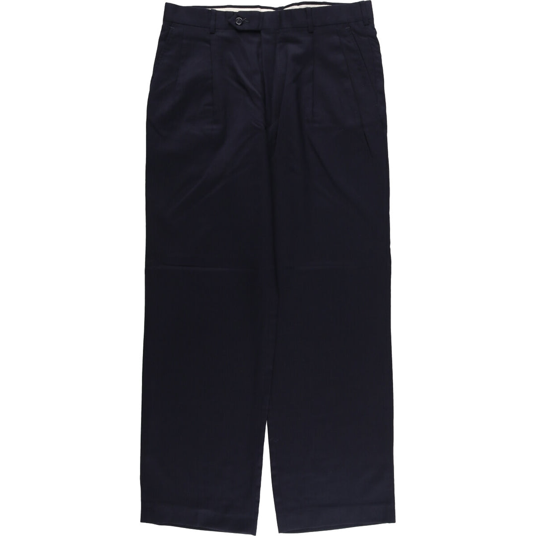 90'S Stafford Two-pleat Wool Pants Slacks Men's W34 Vintage wool navy blue type Vintage Second Hand