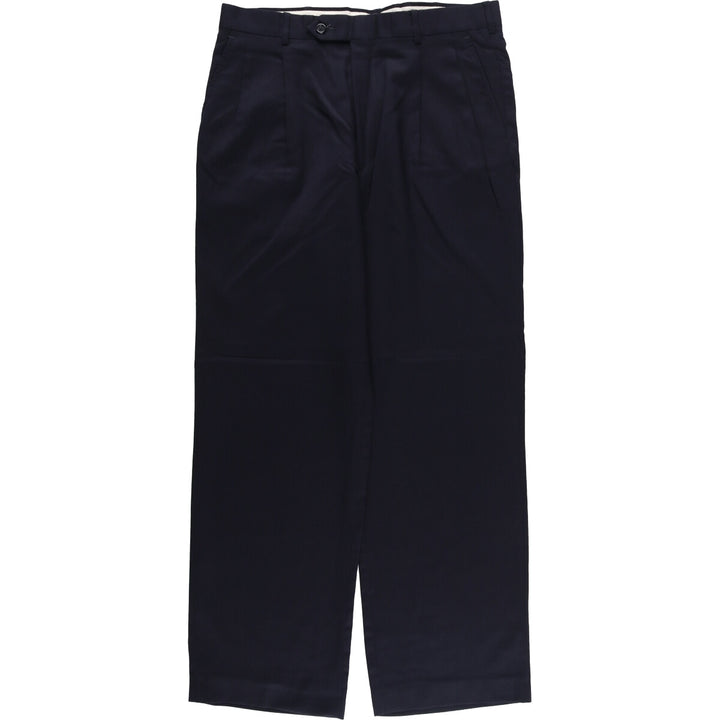 90'S Stafford Two-pleat Wool Pants Slacks Men's W34 Vintage wool navy blue type Vintage Second Hand