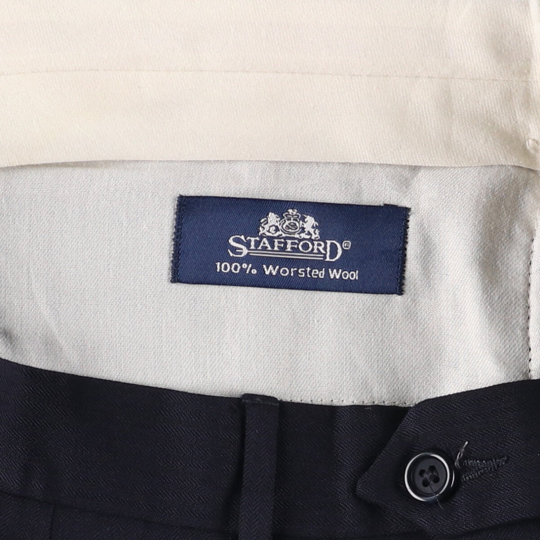 90'S Stafford Two-pleat Wool Pants Slacks Men's W34 Vintage wool navy blue type Vintage Second Hand