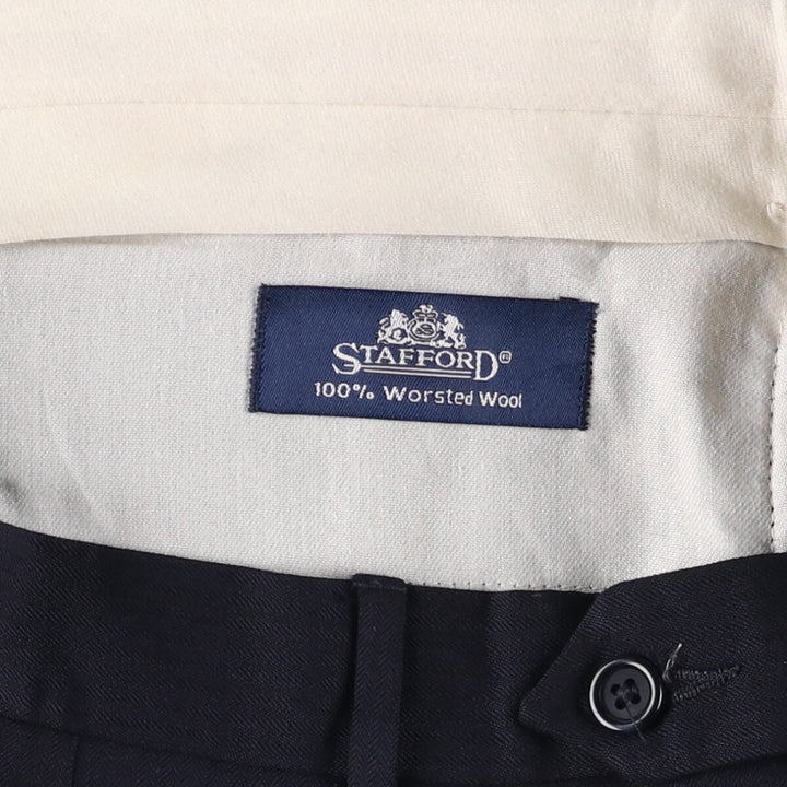 90'S Stafford Two-pleat Wool Pants Slacks Men's W34 Vintage wool navy blue type Vintage Second Hand