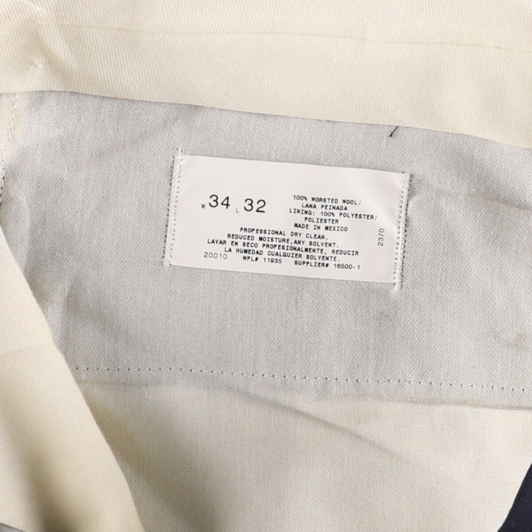 90'S Stafford Two-pleat Wool Pants Slacks Men's W34 Vintage wool navy blue type Vintage Second Hand