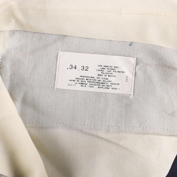 90'S Stafford Two-pleat Wool Pants Slacks Men's W34 Vintage wool navy blue type Vintage Second Hand