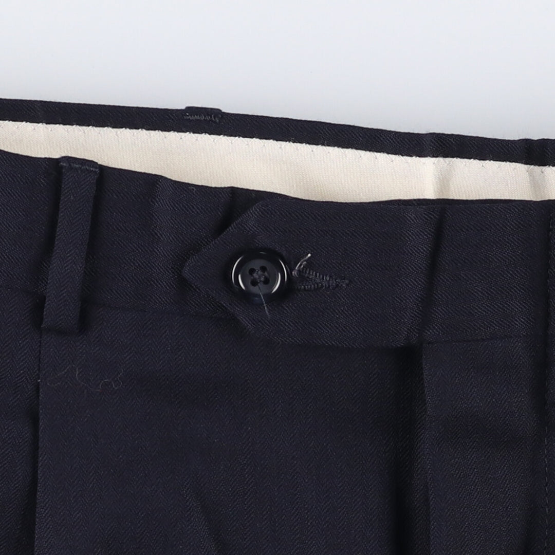 90'S Stafford Two-pleat Wool Pants Slacks Men's W34 Vintage wool navy blue type Vintage Second Hand