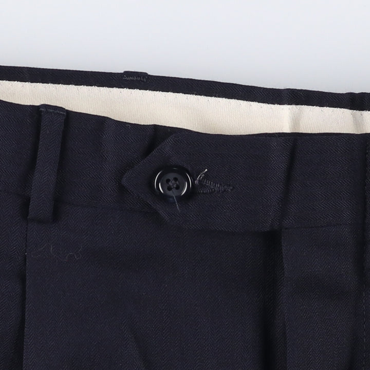90'S Stafford Two-pleat Wool Pants Slacks Men's W34 Vintage wool navy blue type Vintage Second Hand