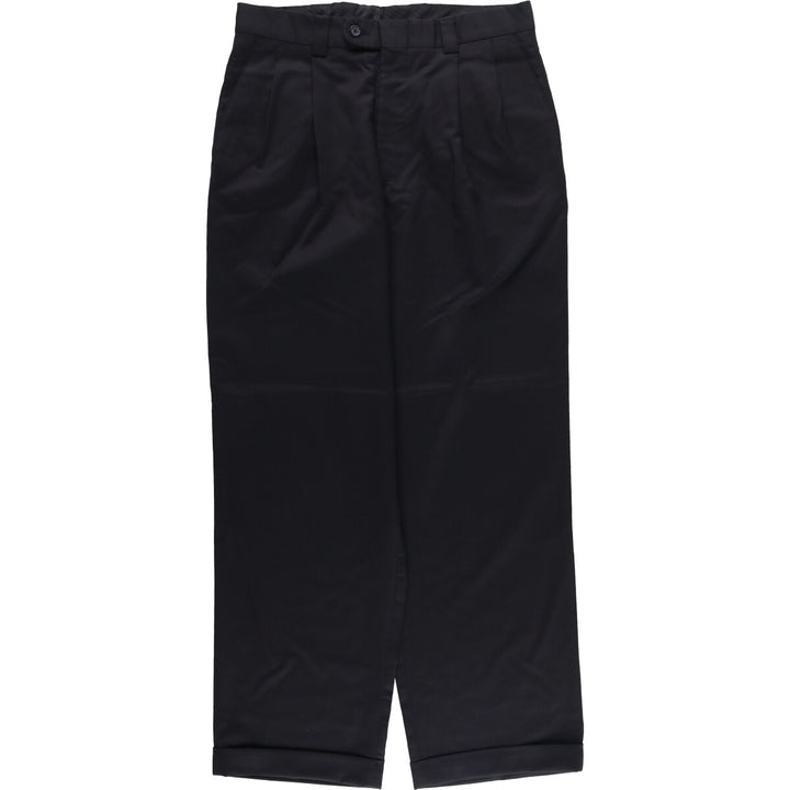 70'S LINEA NATURALE two-pleat wool pants slacks made in Italy men's w32 vintage wool black type Vintage Second Hand