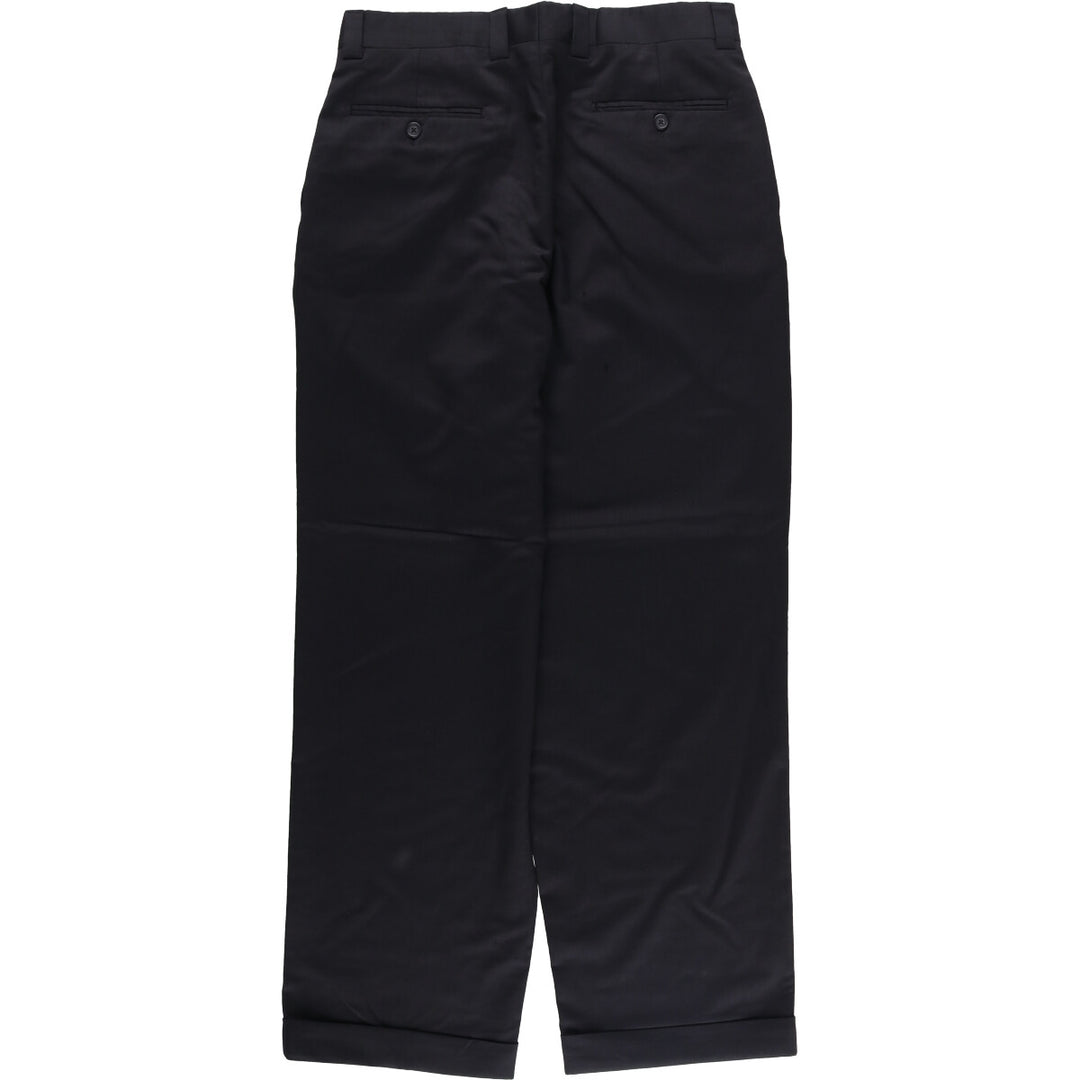 70'S LINEA NATURALE two-pleat wool pants slacks made in Italy men's w32 vintage wool black type Vintage Second Hand
