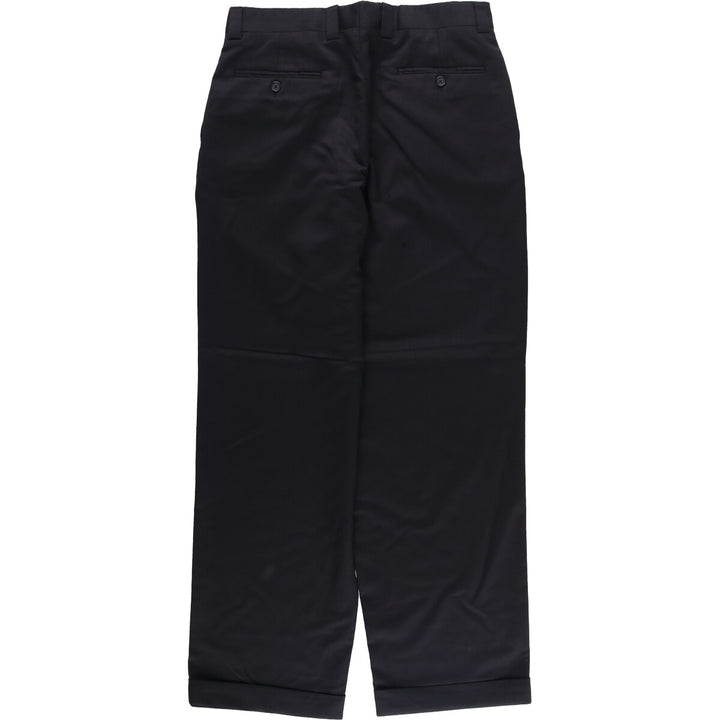 70'S LINEA NATURALE two-pleat wool pants slacks made in Italy men's w32 vintage wool black type Vintage Second Hand