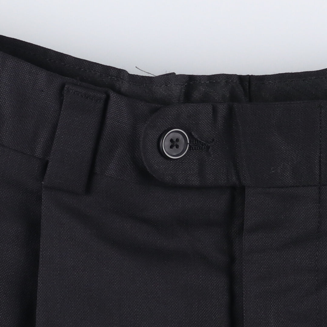 70'S LINEA NATURALE two-pleat wool pants slacks made in Italy men's w32 vintage wool black type Vintage Second Hand