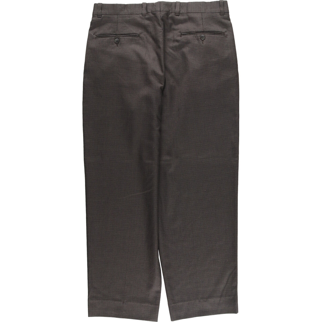 MANTLES Houndstooth Pattern Two-pleat Polyester x Wool Pants Slacks Made in Canada Men's W34 equivalent polyester Charcoal Vintage Second Hand