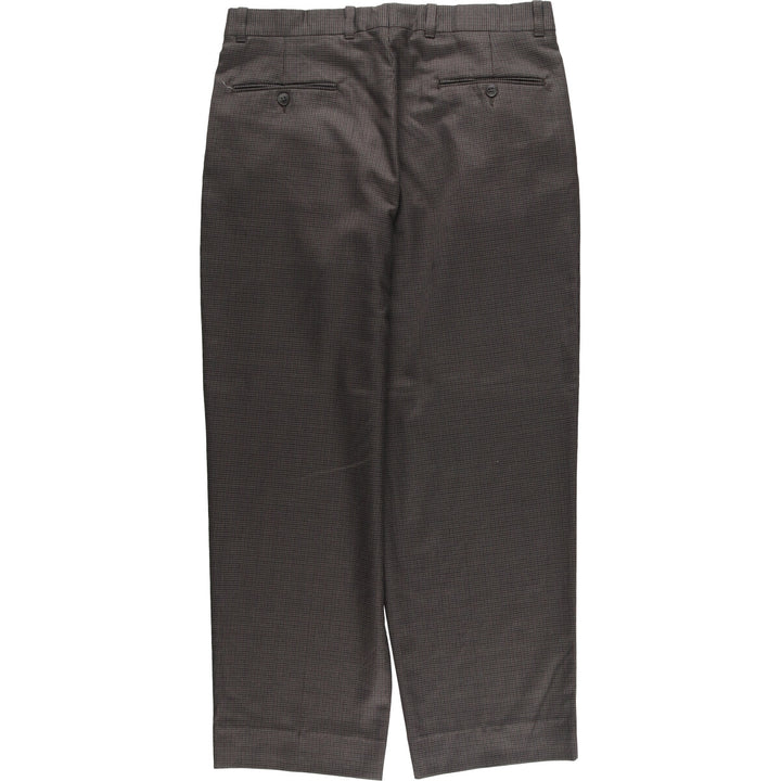 MANTLES Houndstooth Pattern Two-pleat Polyester x Wool Pants Slacks Made in Canada Men's W34 equivalent polyester Charcoal Vintage Second Hand