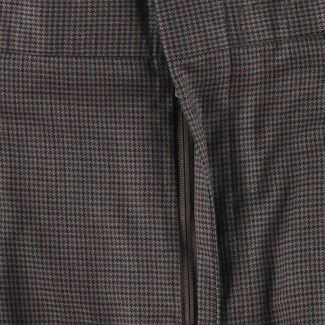 MANTLES Houndstooth Pattern Two-pleat Polyester x Wool Pants Slacks Made in Canada Men's W34 equivalent polyester Charcoal Vintage Second Hand