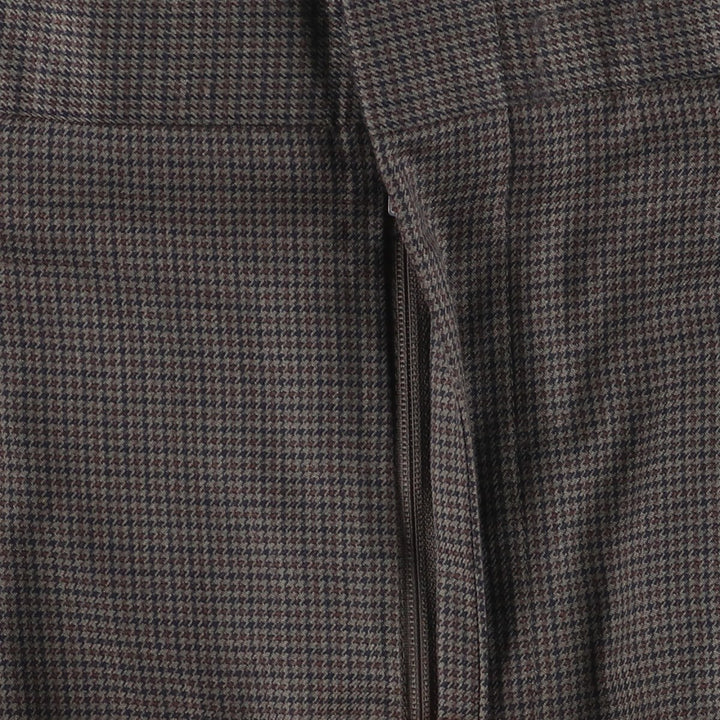 MANTLES Houndstooth Pattern Two-pleat Polyester x Wool Pants Slacks Made in Canada Men's W34 equivalent polyester Charcoal Vintage Second Hand
