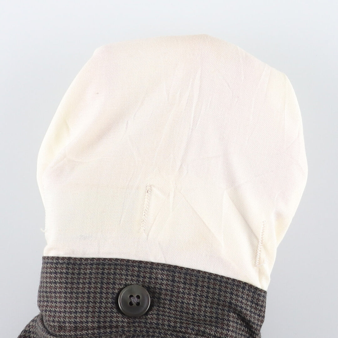 MANTLES Houndstooth Pattern Two-pleat Polyester x Wool Pants Slacks Made in Canada Men's W34 equivalent polyester Charcoal Vintage Second Hand