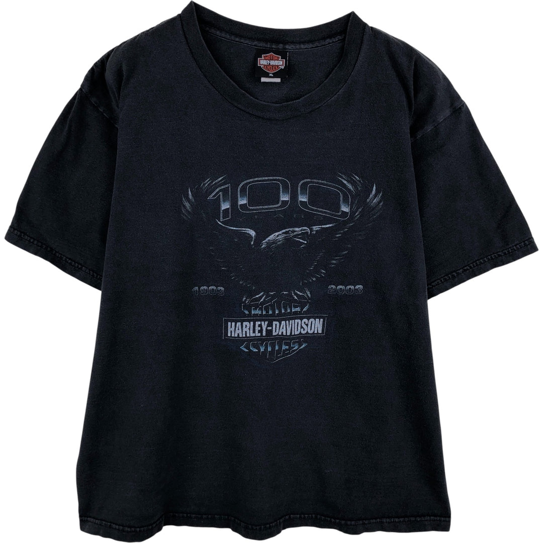Harley-Davidson Eagle Pattern Motorcycle Bike T-shirt Made in USA Men's XL cotton black type Vintage Second Hand