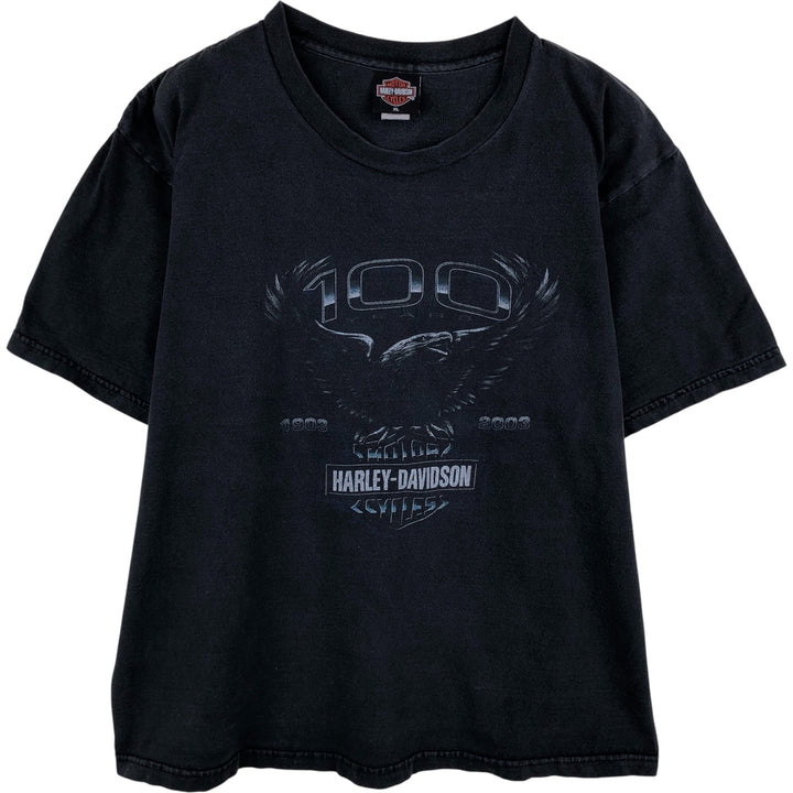 Harley-Davidson Eagle Pattern Motorcycle Bike T-shirt Made in USA Men's XL cotton black type Vintage Second Hand