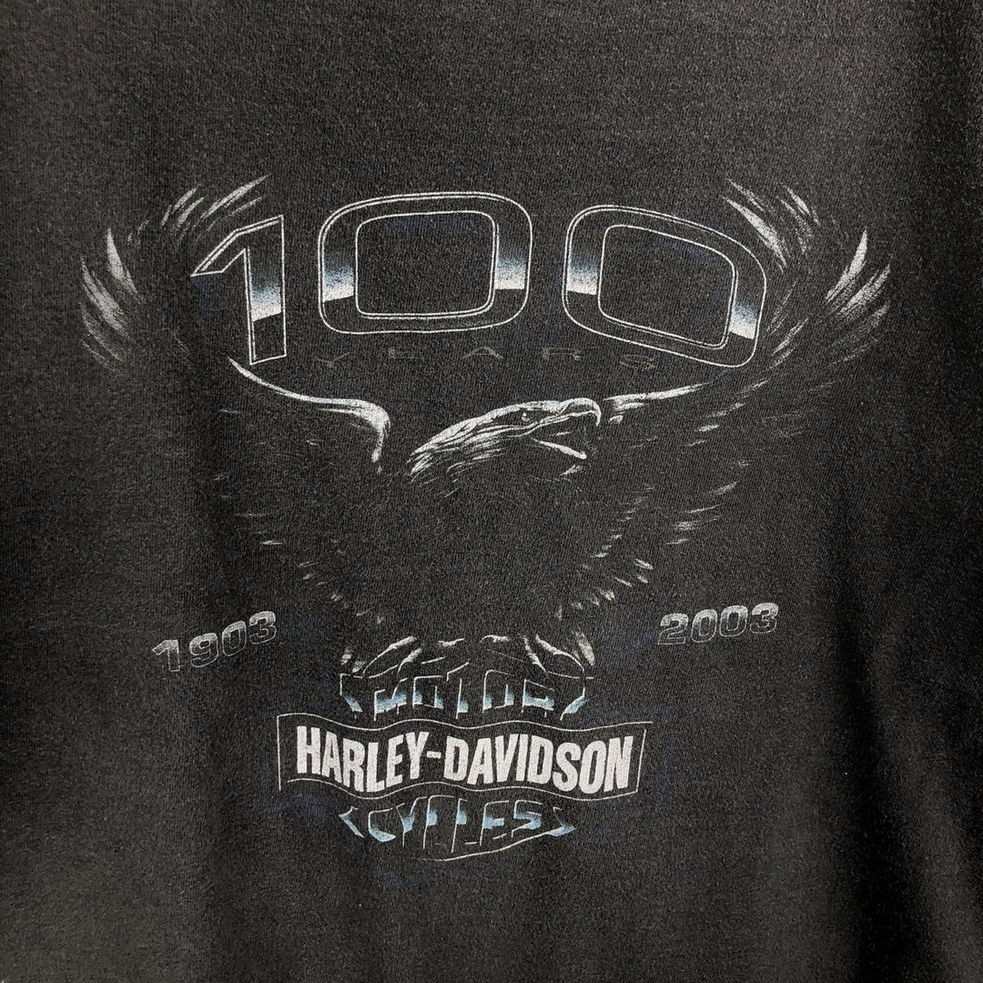 Harley-Davidson Eagle Pattern Motorcycle Bike T-shirt Made in USA Men's XL cotton black type Vintage Second Hand