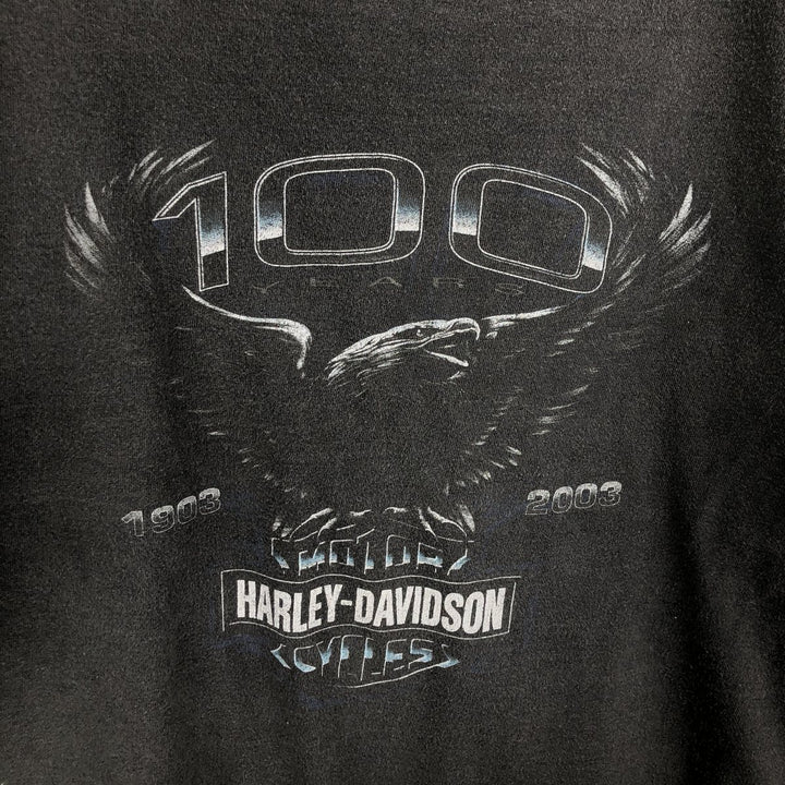 Harley-Davidson Eagle Pattern Motorcycle Bike T-shirt Made in USA Men's XL cotton black type Vintage Second Hand
