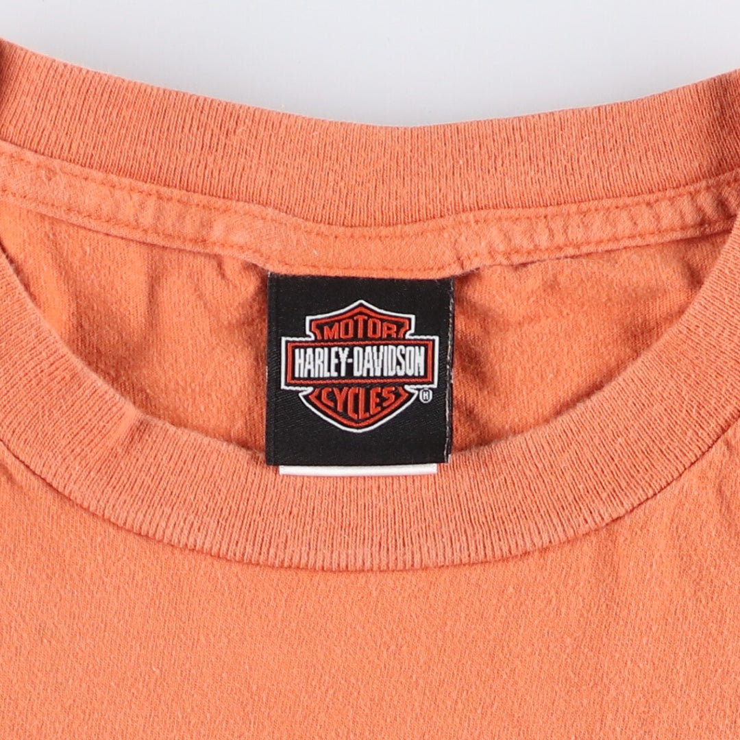 00'S Harley-Davidson Motorcycle Bike T-shirt Made in USA Men's L size cotton orange type Vintage Second Hand