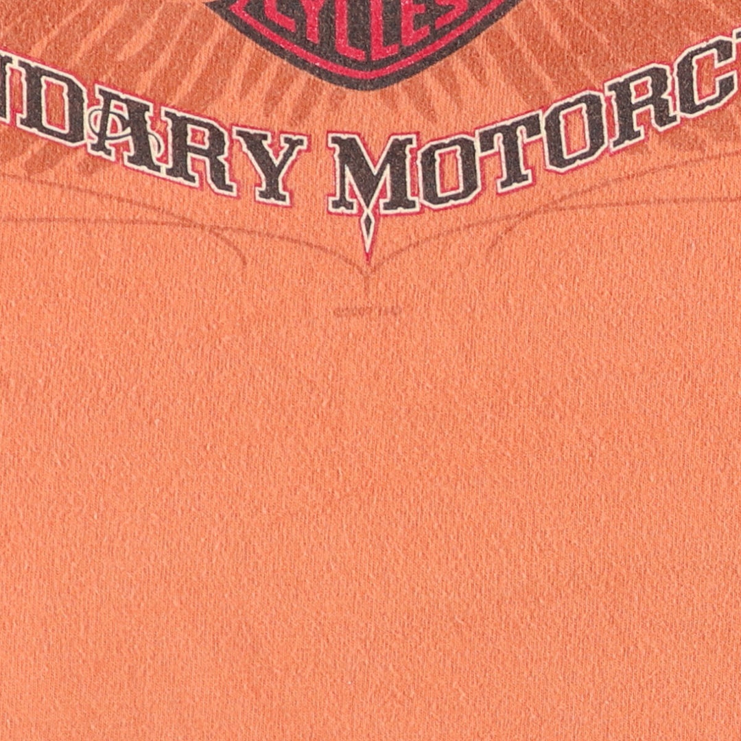00'S Harley-Davidson Motorcycle Bike T-shirt Made in USA Men's L size cotton orange type Vintage Second Hand