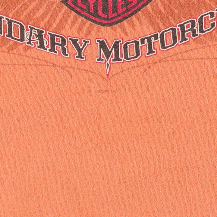 00'S Harley-Davidson Motorcycle Bike T-shirt Made in USA Men's L size cotton orange type Vintage Second Hand