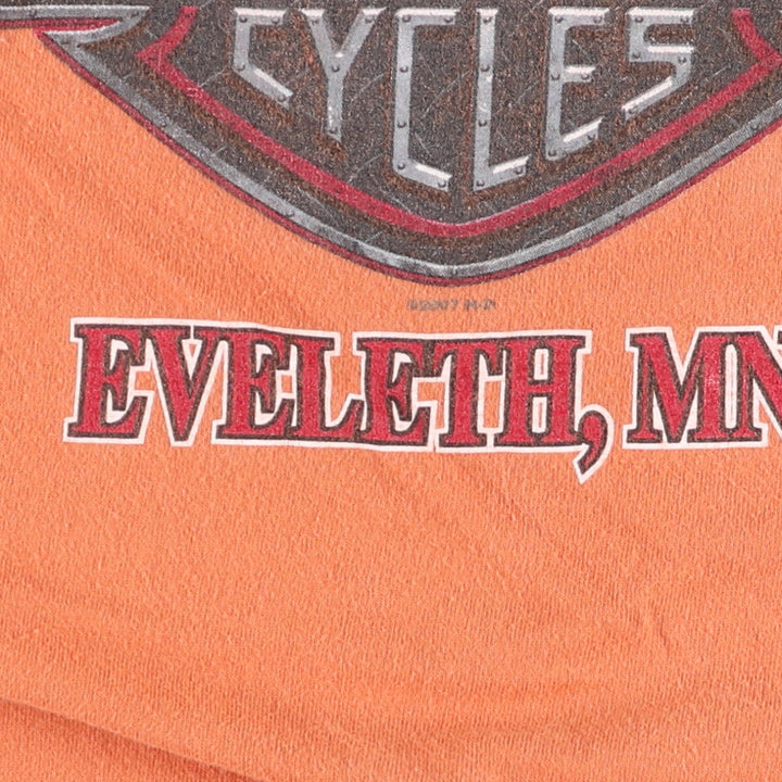 00'S Harley-Davidson Motorcycle Bike T-shirt Made in USA Men's L size cotton orange type Vintage Second Hand