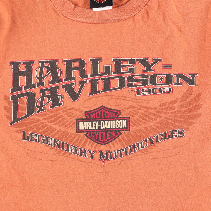 00'S Harley-Davidson Motorcycle Bike T-shirt Made in USA Men's L size cotton orange type Vintage Second Hand