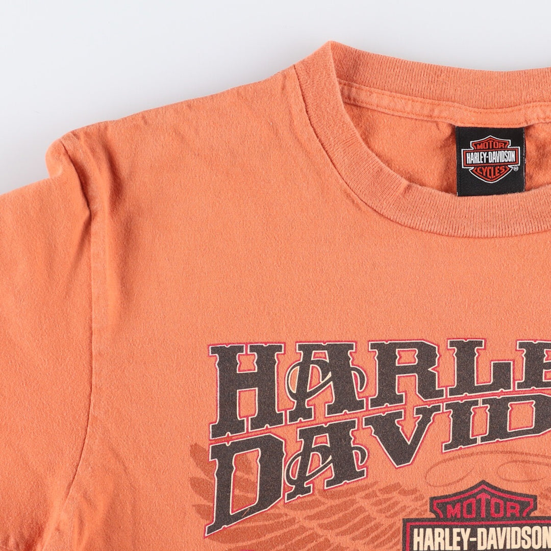 00'S Harley-Davidson Motorcycle Bike T-shirt Made in USA Men's L size cotton orange type Vintage Second Hand