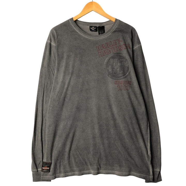 Harley-Davidson Long Sleeve T-Shirt, Men's XL Size cotton gray type Vintage Second Hand