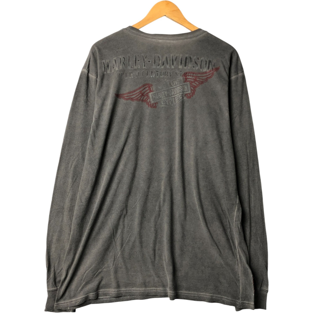 Harley-Davidson Long Sleeve T-Shirt, Men's XL Size cotton gray type Vintage Second Hand