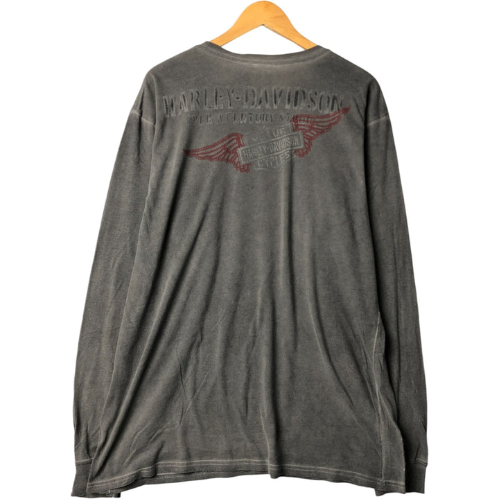 Harley-Davidson Long Sleeve T-Shirt, Men's XL Size cotton gray type Vintage Second Hand