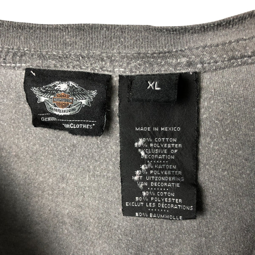 Harley-Davidson Long Sleeve T-Shirt, Men's XL Size cotton gray type Vintage Second Hand