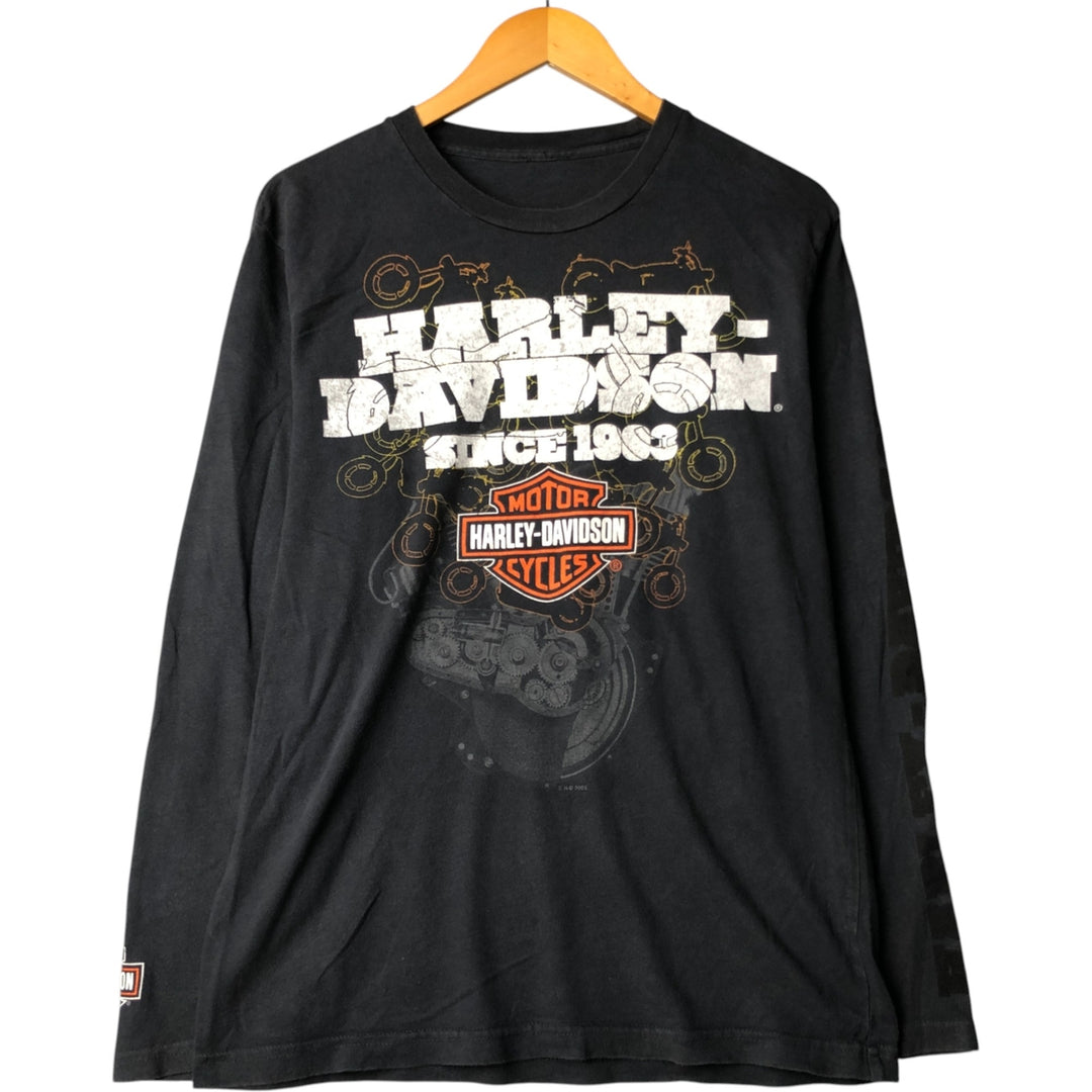 2000'S Harley-Davidson Engine Long Sleeve T-Shirt, Men's Size Medium unclear Charcoal Vintage Second Hand