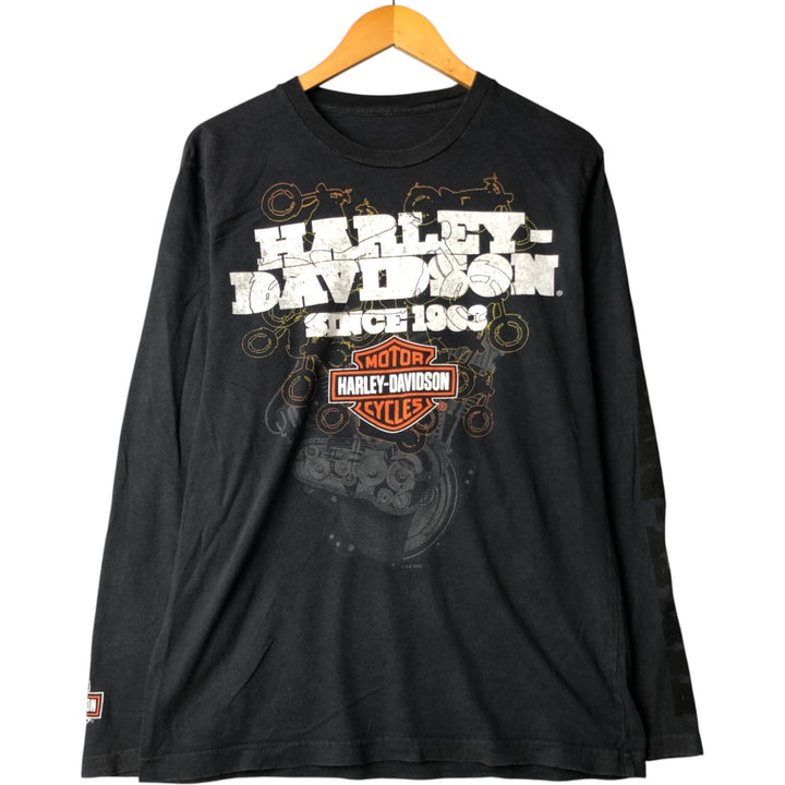 2000'S Harley-Davidson Engine Long Sleeve T-Shirt, Men's Size Medium unclear Charcoal Vintage Second Hand