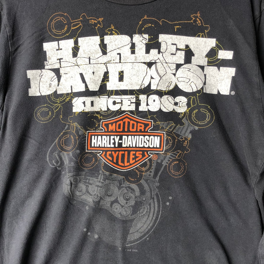 2000'S Harley-Davidson Engine Long Sleeve T-Shirt, Men's Size Medium unclear Charcoal Vintage Second Hand