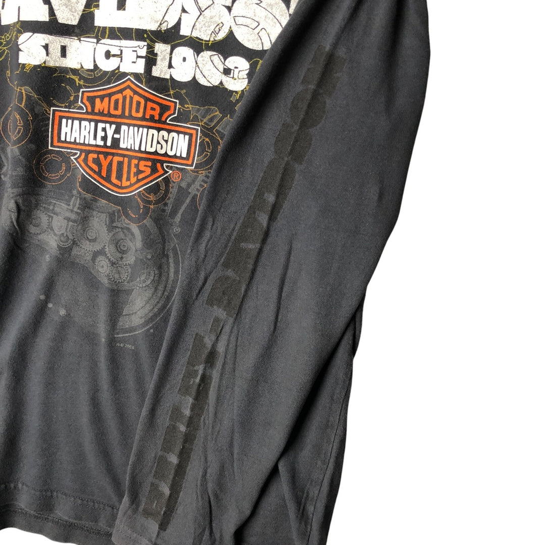 2000'S Harley-Davidson Engine Long Sleeve T-Shirt, Men's Size Medium unclear Charcoal Vintage Second Hand