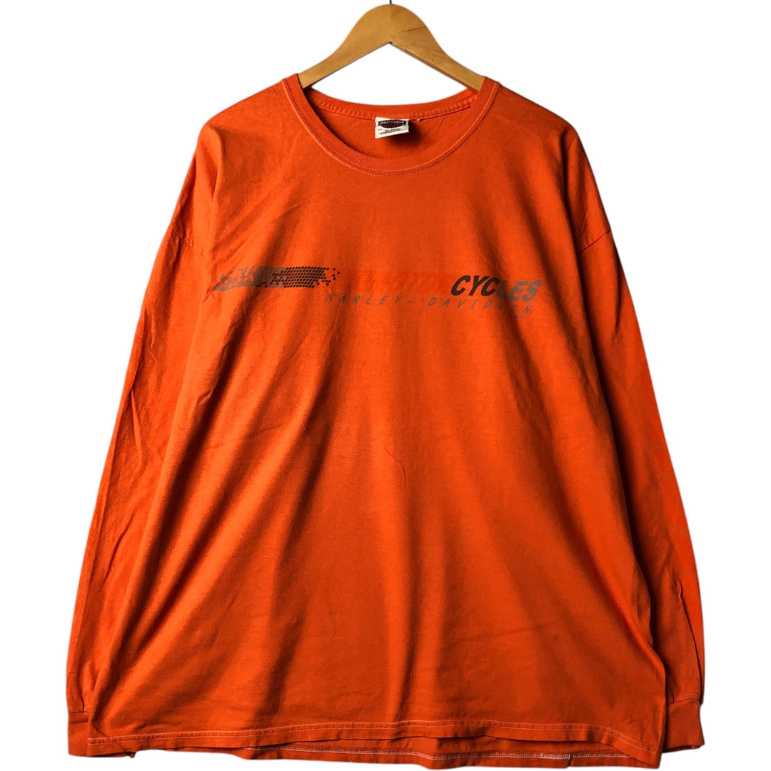 00'S Harley-Davidson Long Sleeve T-Shirt, Men's XXL cotton orange type Vintage Second Hand