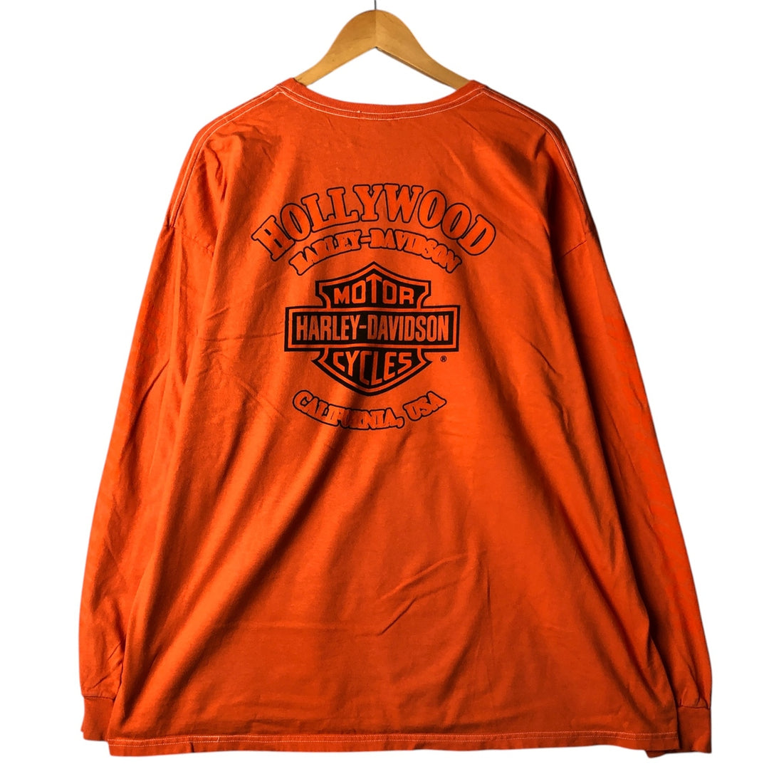 00'S Harley-Davidson Long Sleeve T-Shirt, Men's XXL cotton orange type Vintage Second Hand