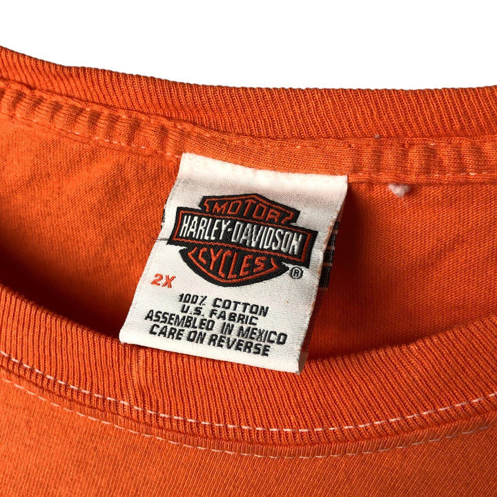 00'S Harley-Davidson Long Sleeve T-Shirt, Men's XXL cotton orange type Vintage Second Hand