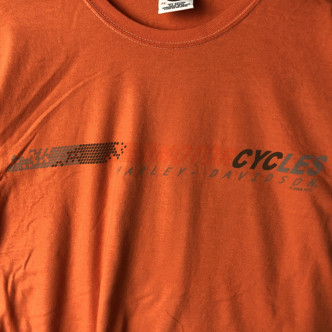 00'S Harley-Davidson Long Sleeve T-Shirt, Men's XXL cotton orange type Vintage Second Hand