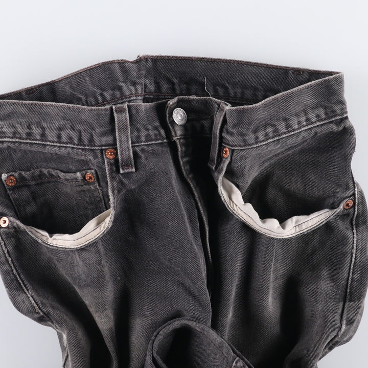 00'S Levi's 505 REGULAR FIT STRAIGHT LEG black denim tapered denim pants for men, size w32 cotton black type Vintage Second Hand