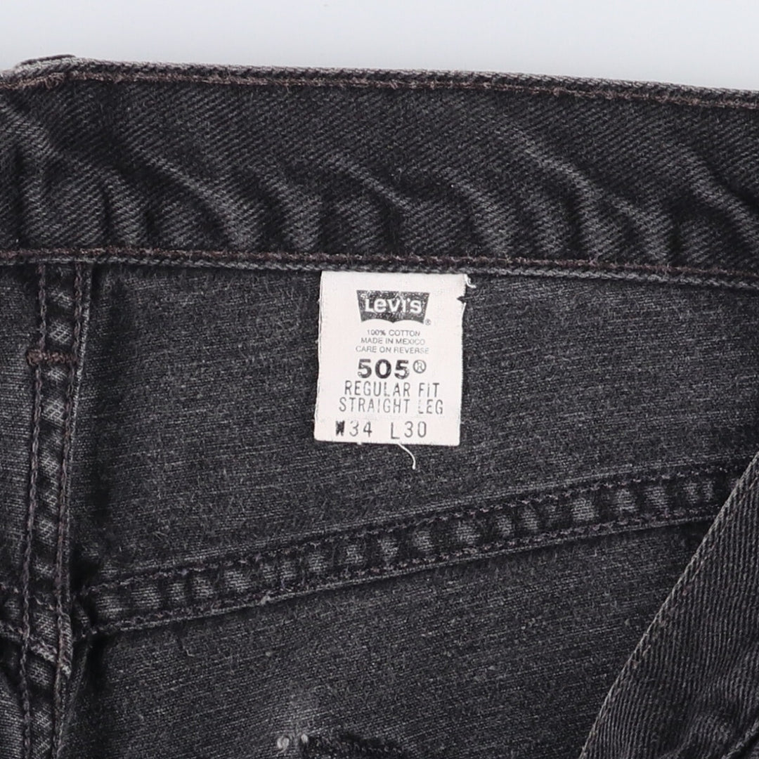 00'S Levi's 505 REGULAR FIT STRAIGHT LEG black denim tapered denim pants for men, size w34 cotton black type Vintage Second Hand