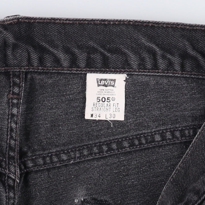 00'S Levi's 505 REGULAR FIT STRAIGHT LEG black denim tapered denim pants for men, size w34 cotton black type Vintage Second Hand