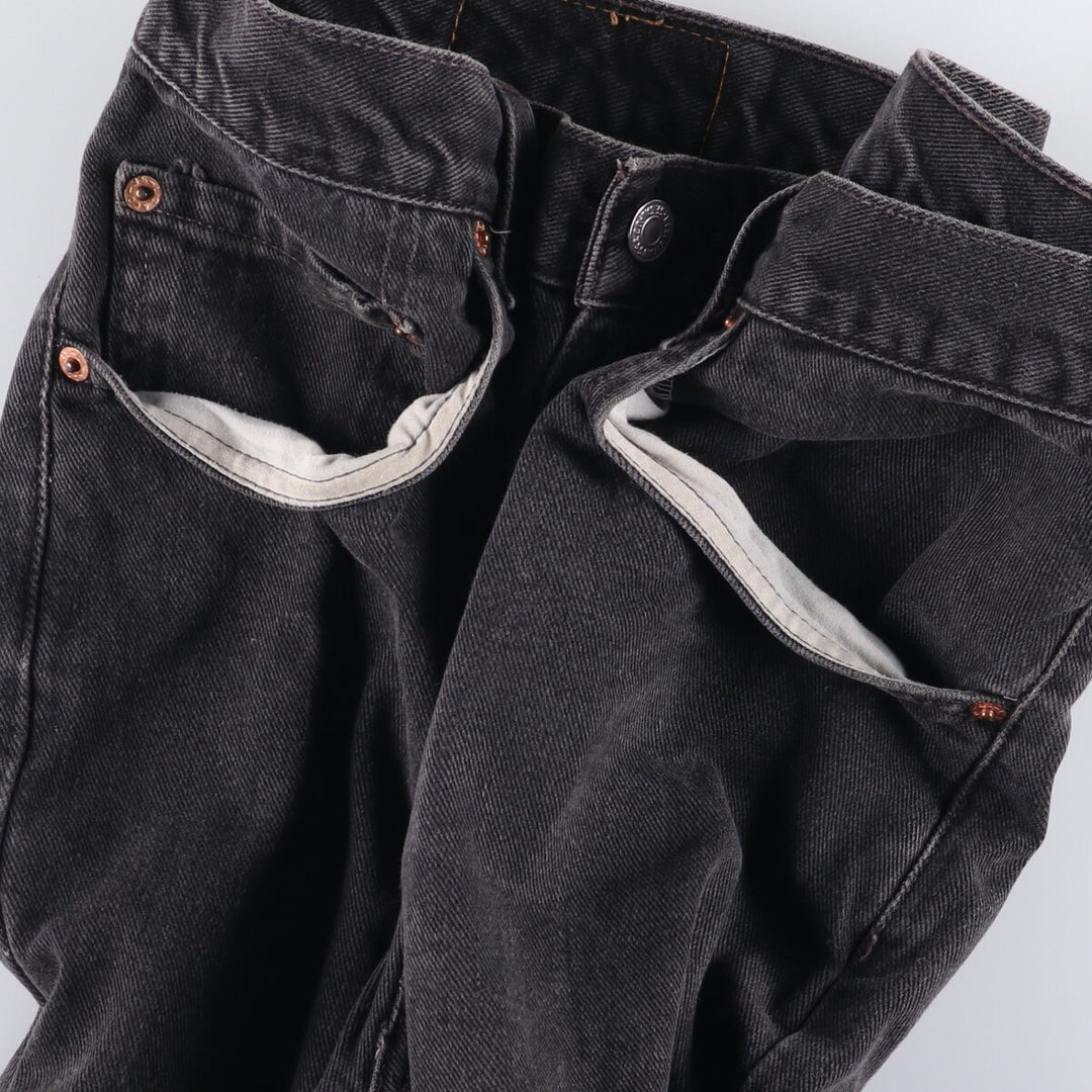 00'S Levi's 505 REGULAR FIT STRAIGHT LEG black denim tapered denim pants for men, size w34 cotton black type Vintage Second Hand